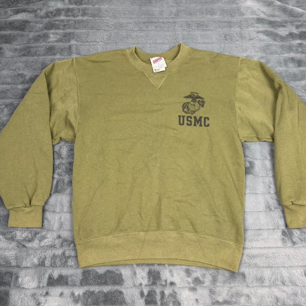 Soffe USMC Sweatshirt Mens Small Green Pullover Marine Corps Made in USA 15339